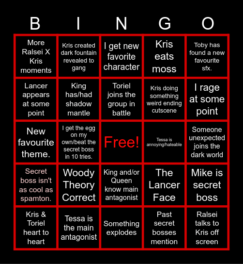 DELTARUNE CHAPTER 3 BINGO Card