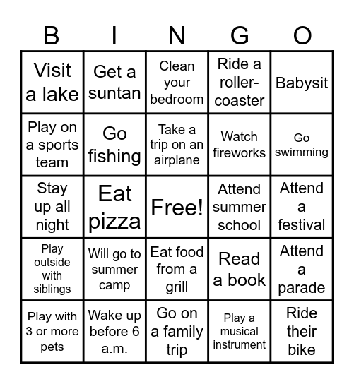 Classroom Bingo Card