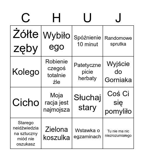 Głogowski bingo Card