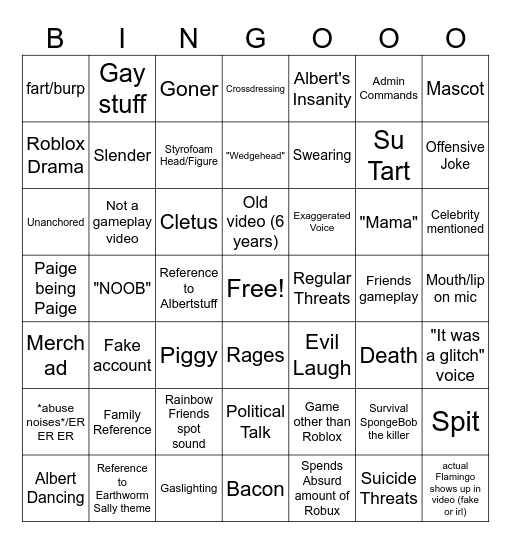 Flamingo Bingo Card