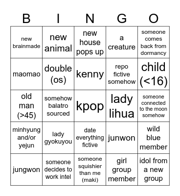 new headmate bingo Card