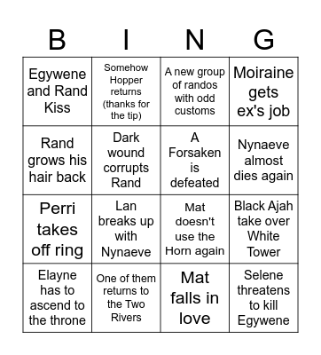 Wheel of Time S3 Bingo Card