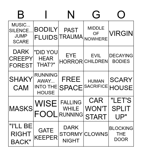 HORROR TROPE BINGO Card