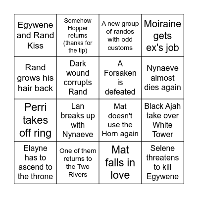 Wheel of Time S3 Bingo Card