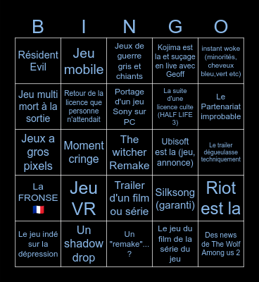 The Summer Game Fest Bingo, Edition 2025 Bingo Card