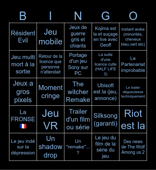 The Summer Game Fest Bingo, Edition 2025 Bingo Card