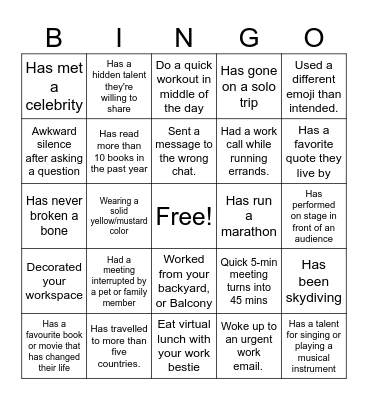 Untitled Bingo Card