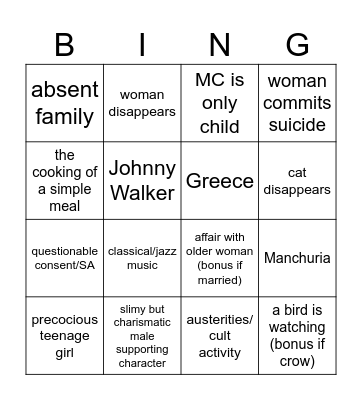 murakami bingo Card