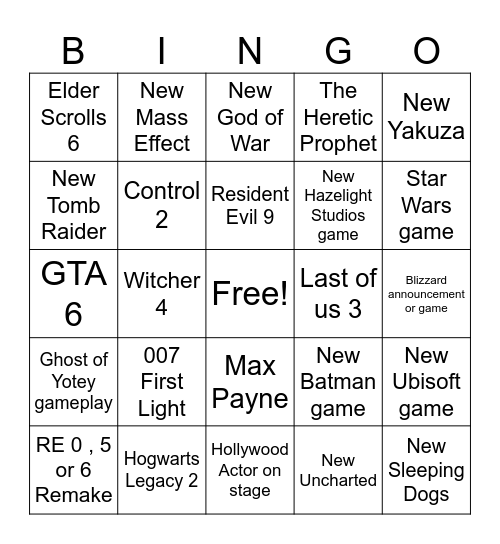Tazzdingo 2025 Bingo Card