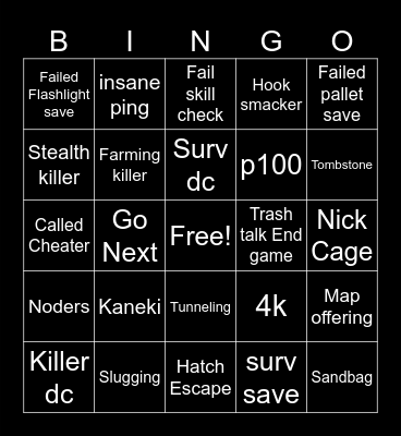 DBD Bingo Card