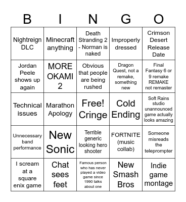 SGF Bingo Card