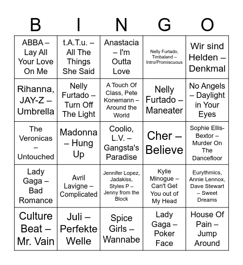 Banger - Bingo Card
