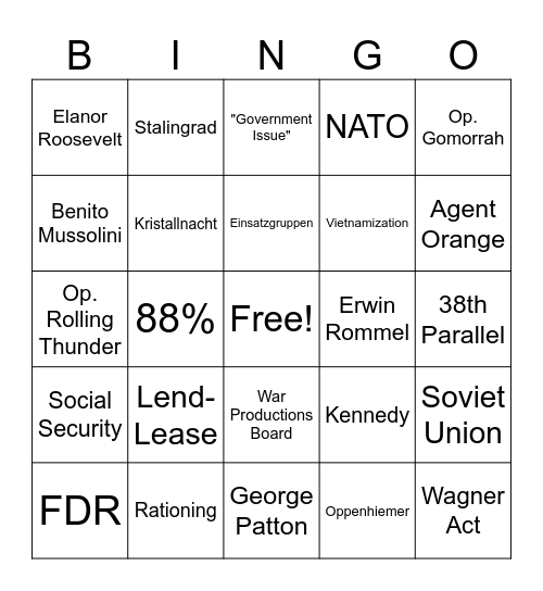 Final Review Bingo Card
