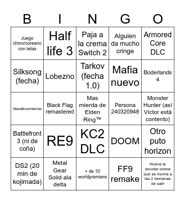 Summer Game Fest - Dani Bingo Card