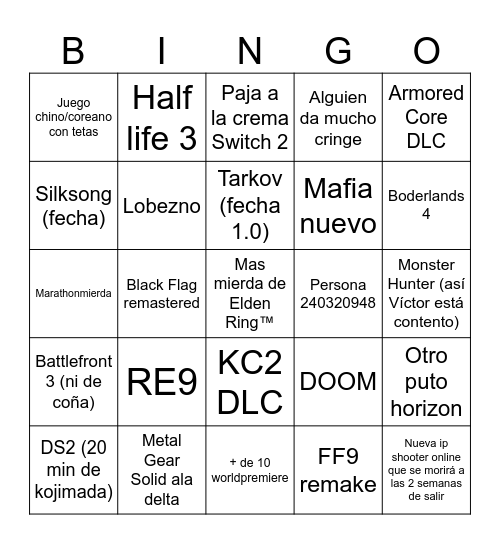 Summer Game Fest - Dani Bingo Card