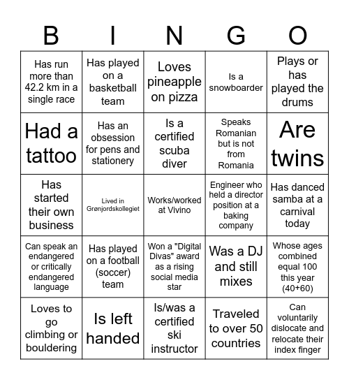 Find someone who... Bingo Card