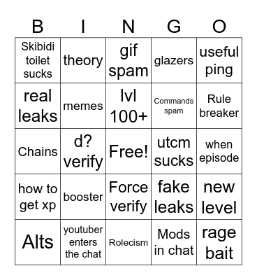 DafuqBoom Discord Server bingo Card