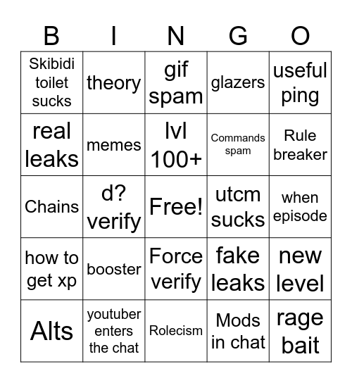 DafuqBoom Discord Server bingo Card