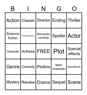 Movie Bingo Card
