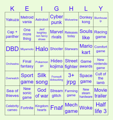 Summer games Bingo Card