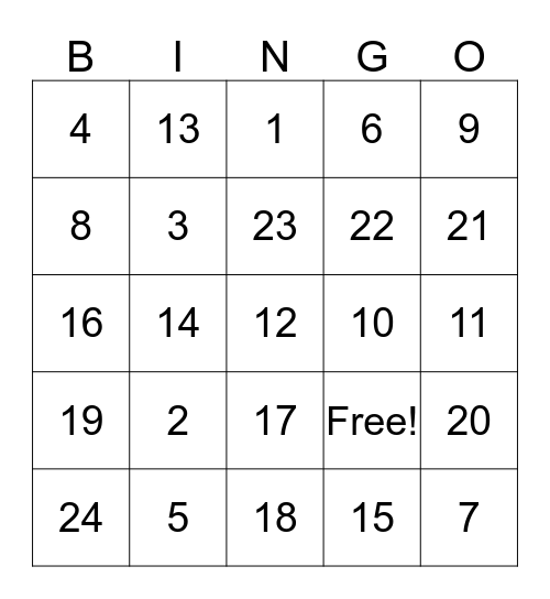 Fall Festival Bingo Card