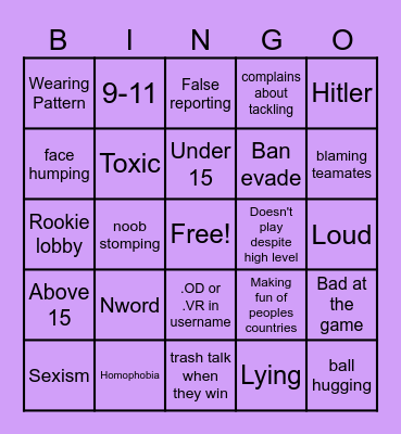 Racist Orion Drift Bingo Card