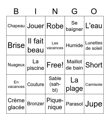 Summer BINGO Card
