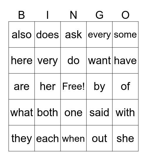 high-frequency-words-bingo-card