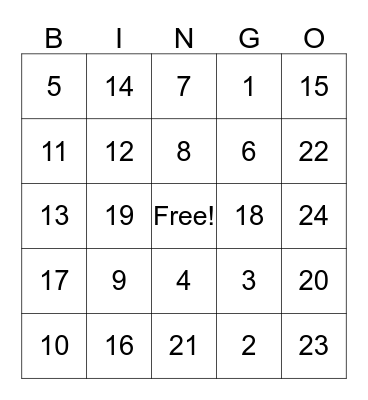 Fall Festival Bingo Card