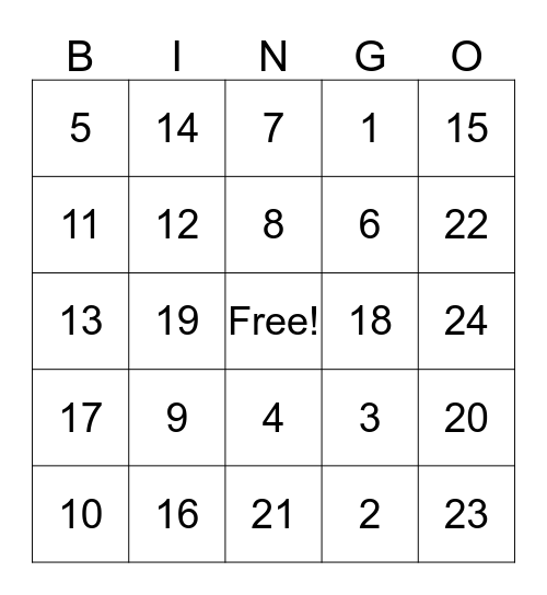 Fall Festival Bingo Card