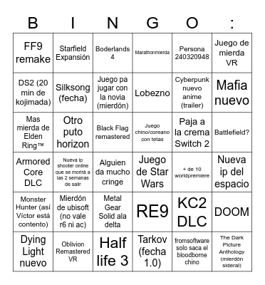 Summer Game Fest - Dani Bingo Card