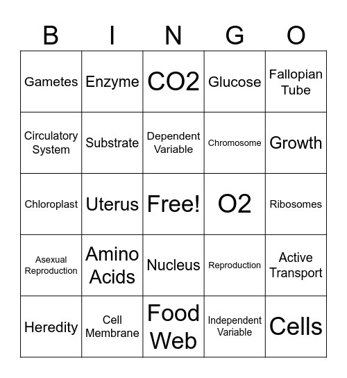 Living Environment Regents Review Bingo Card