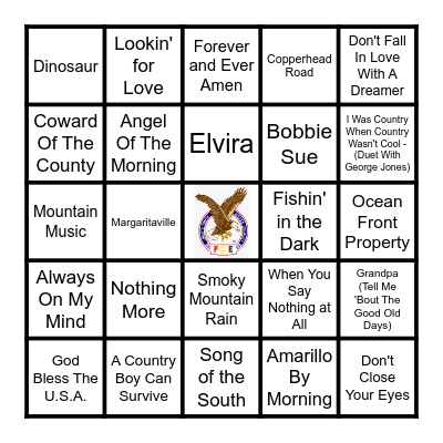 80'S COUNTRY Bingo Card