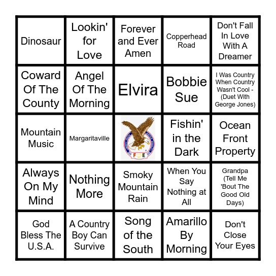80'S COUNTRY Bingo Card