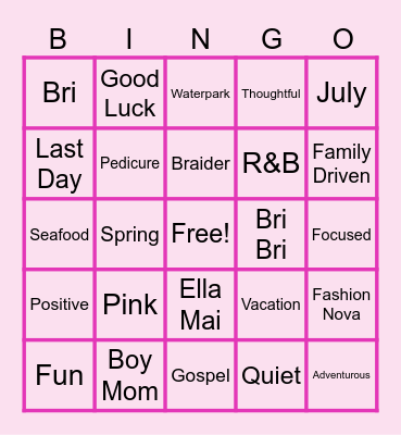 Happy Last Day Bri! Bingo Card