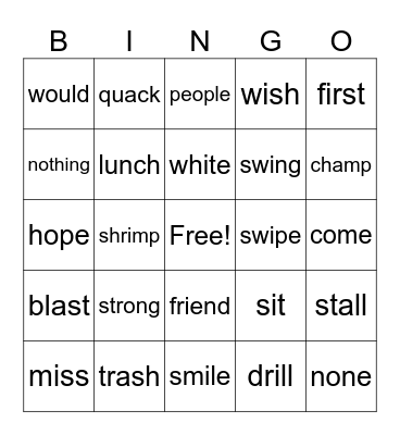 Fundations Bingo Card