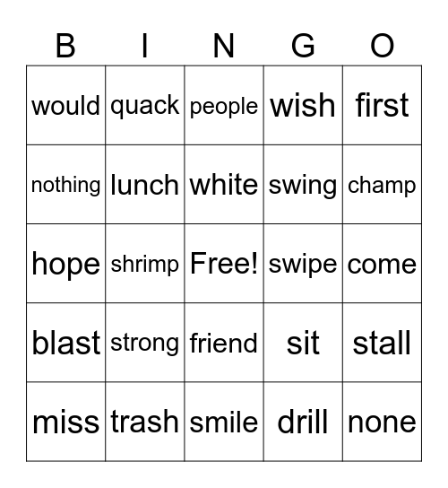Fundations Bingo Card