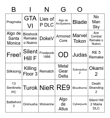 Summer Game Fest 2025 Bingo Card