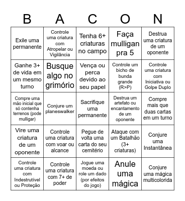 Bingo Mesão Arcano Bingo Card