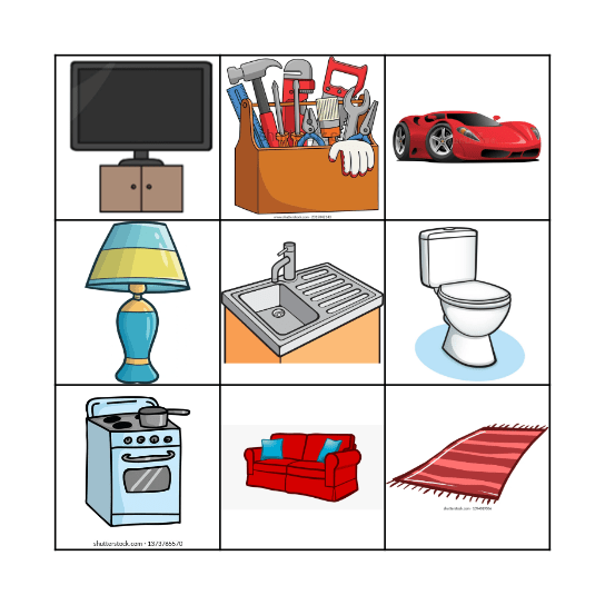 House furniture Bingo Card