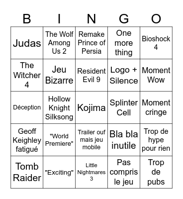 Summer Game Fest 2025 Bingo Card