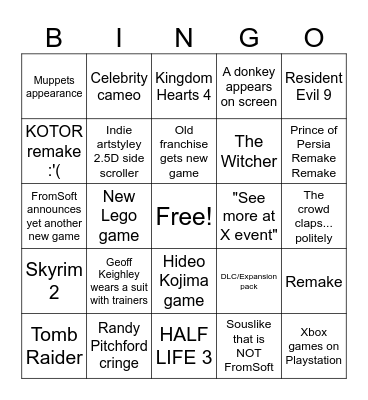 Summer Games Fest 2025 Bingo Card