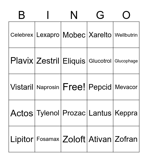 FUN WITH PHARMACY Bingo Card