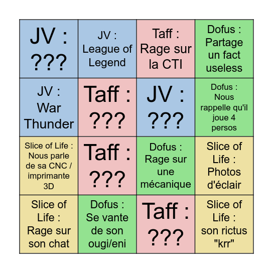 Le bingo du GG Bingo Card