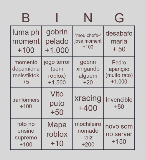 Batatas Bingo 2025 resenha Bingo Card