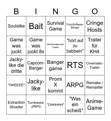 Summer Game Fest Bingo Card
