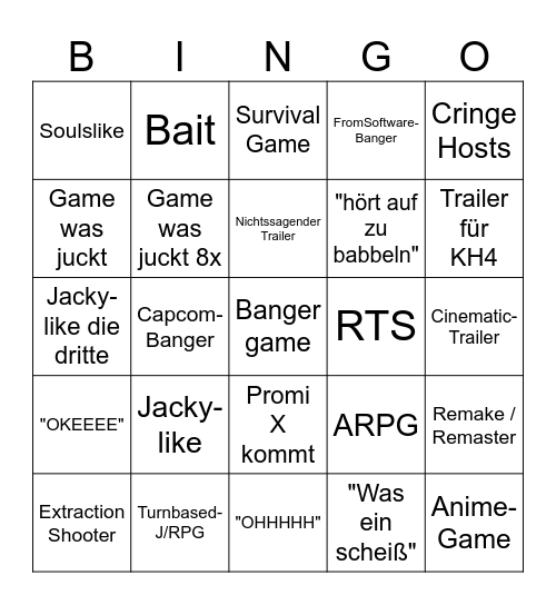 Summer Game Fest Bingo Card