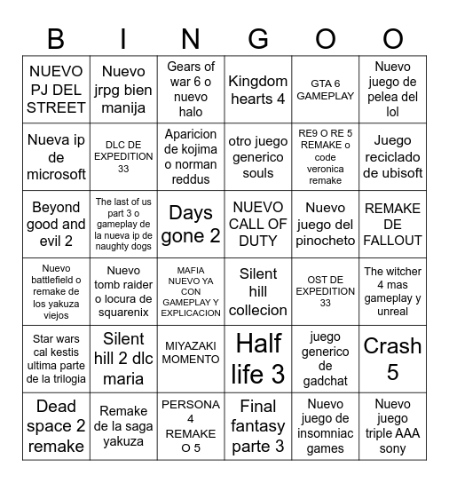 SUMMER GAME FEST Y EVENTOS Bingo Card