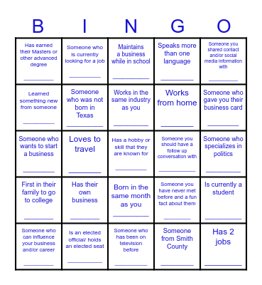 Social Interflow Bingo Card