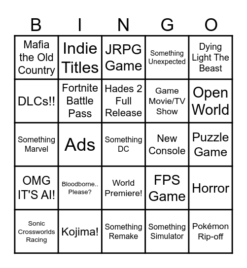 SGF Bingo Card Bingo Card